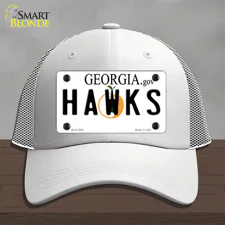 Hawks Georgia State Novelty License Plate Hat Mesh / White