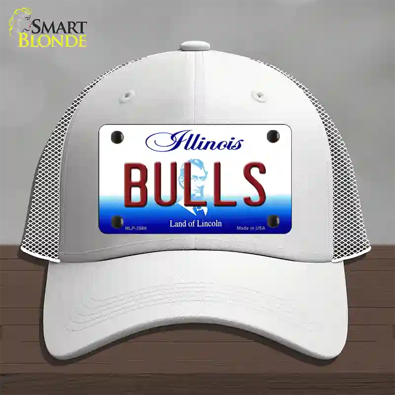 Bulls Illinois State Novelty License Plate Hat Mesh / White