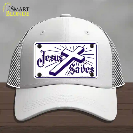 Jesus Saves Novelty License Plate Hat Mesh / White