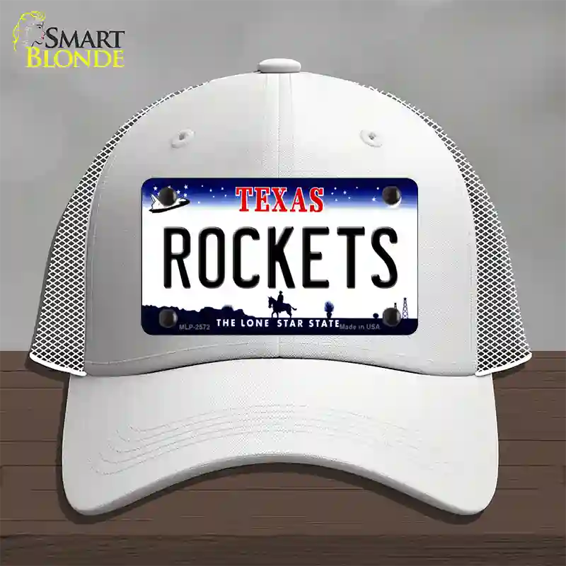 Rockets Texas State Novelty License Plate Hat Mesh / White