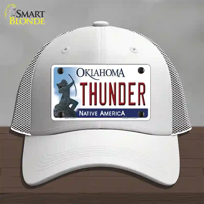 Thunder Oklahoma State Novelty License Plate Hat Mesh / White