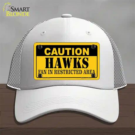 Caution Hawks Fan Novelty License Plate Hat Mesh / White