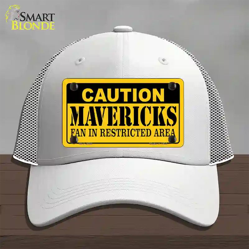 Caution Mavericks Fan Novelty License Plate Hat Mesh / White