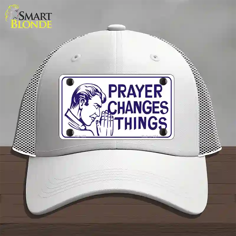 Prayer Changes Things Novelty License Plate Hat Mesh / White