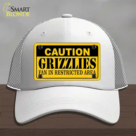 Caution Grizzlies Fan Novelty License Plate Hat Mesh / White