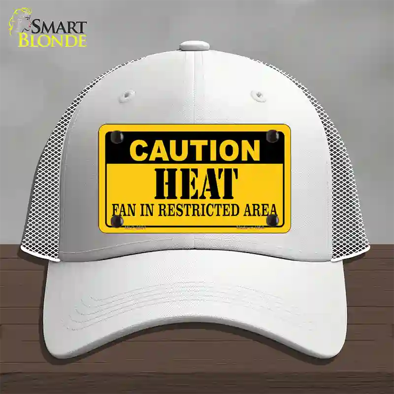 Caution Heat Fan Novelty License Plate Hat Mesh / White