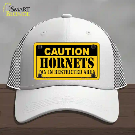 Caution Hornets Fan Novelty License Plate Hat Mesh / White