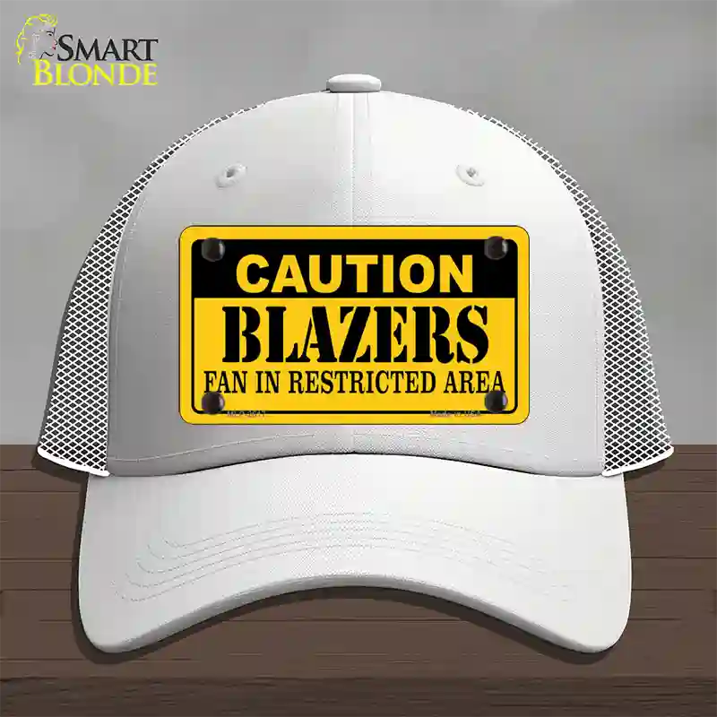 Caution Blazers Fan Novelty License Plate Hat Mesh / White