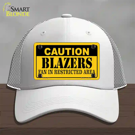 Caution Blazers Fan Novelty License Plate Hat Mesh / White