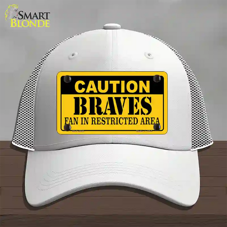 Caution Braves Fan Novelty License Plate Hat Mesh / White