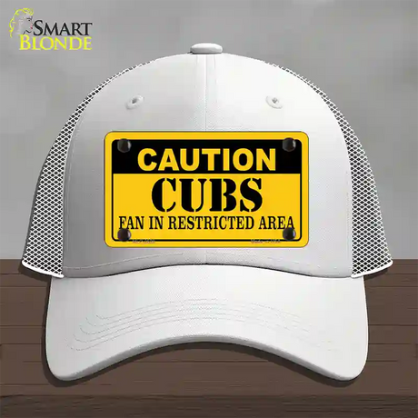 Caution Cubs Fan Novelty License Plate Hat Mesh / White