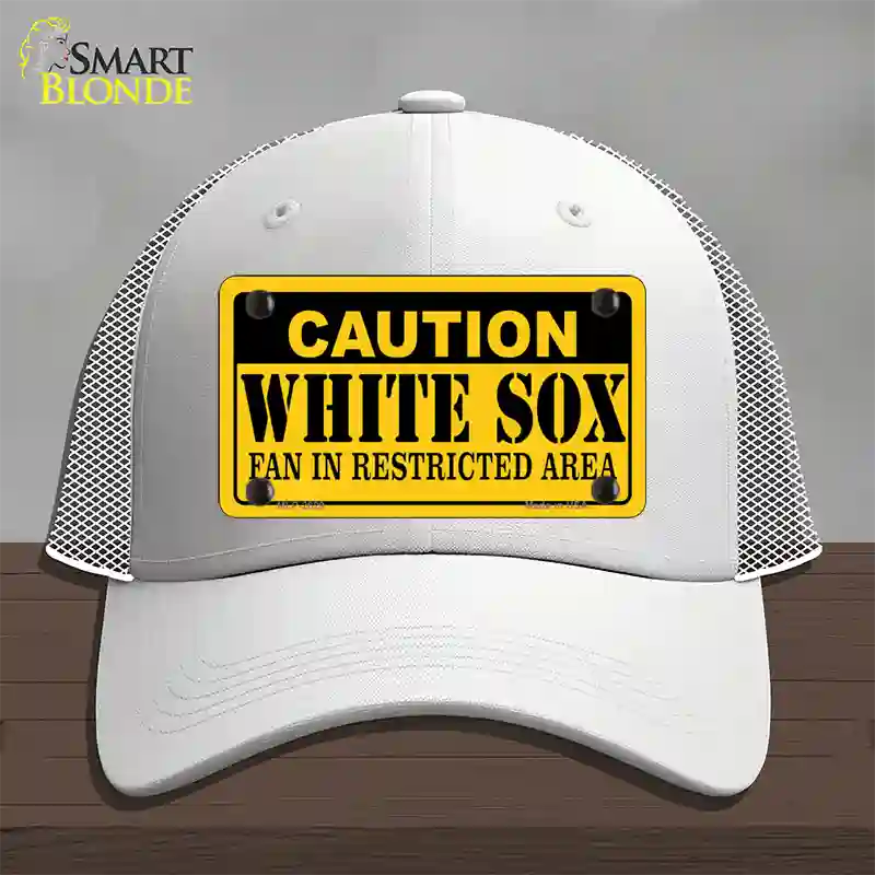 Caution White Sox Fan Novelty License Plate Hat Mesh / White