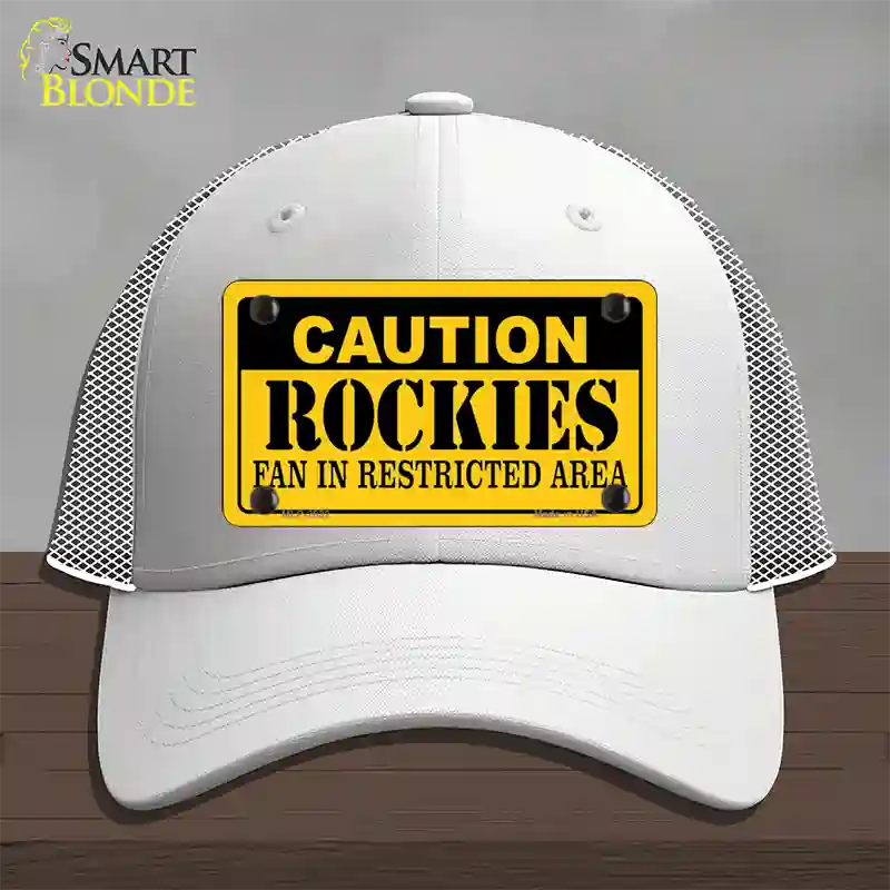 Caution Rockies Fan Novelty License Plate Hat Mesh / White