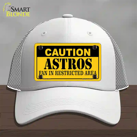 Caution Astros Fan Novelty License Plate Hat Mesh / White