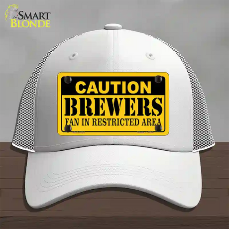 Caution Brewers Fan Novelty License Plate Hat Mesh / White