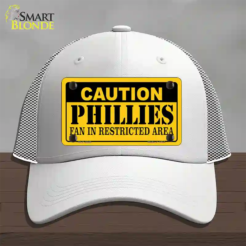 Caution Phillies Fan Novelty License Plate Hat Mesh / White