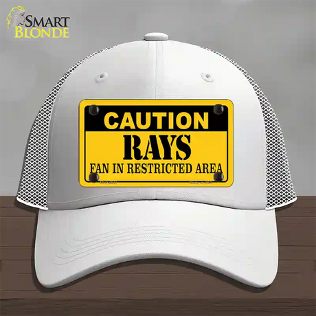 Caution Rays Fan Novelty License Plate Hat Mesh / White