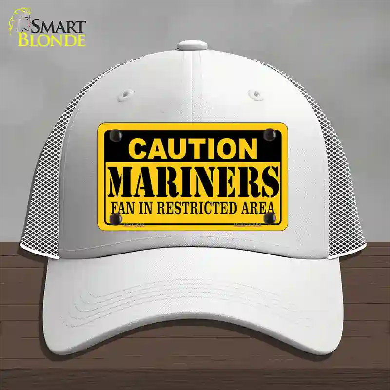 Caution Mariners Fan Novelty License Plate Hat Mesh / White