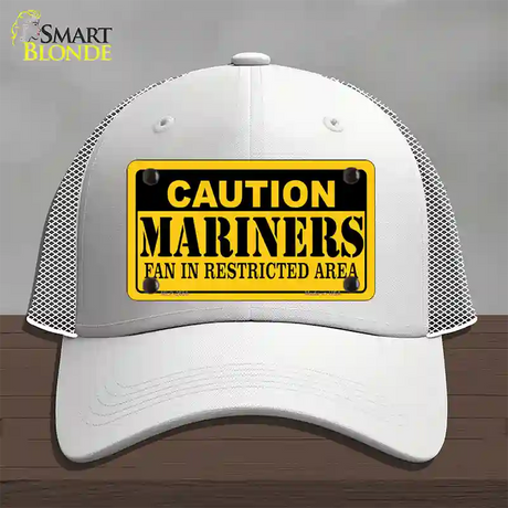 Caution Mariners Fan Novelty License Plate Hat Mesh / White