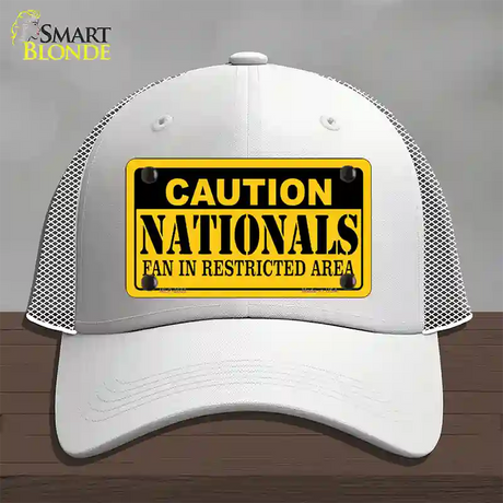 Caution Nationals Fan Novelty License Plate Hat Mesh / White