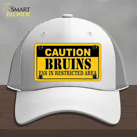 Caution Bruins Vanity Novelty License Plate Hat Mesh / White