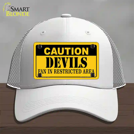 Caution Devils Novelty License Plate Hat Mesh / White