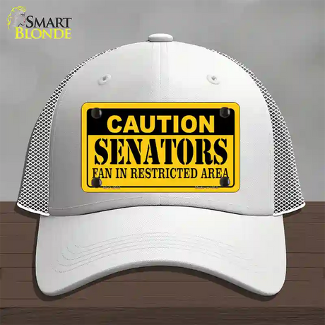 Caution Senators Vanity Novelty License Plate Hat Mesh / White