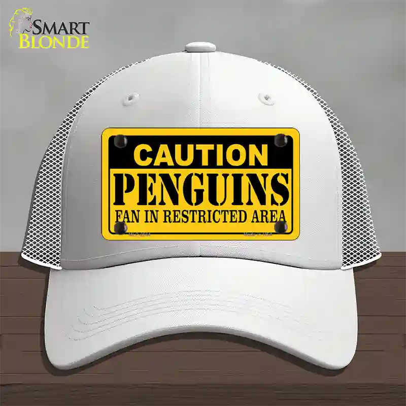 Caution Penguins Novelty License Plate Hat Mesh / White