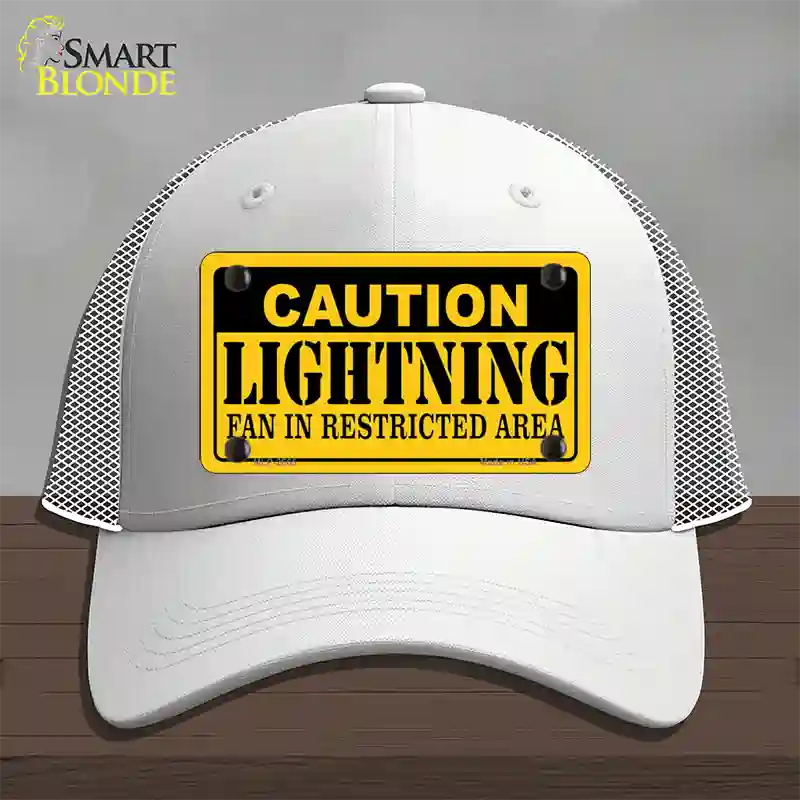 Caution Lightning Novelty License Plate Hat Mesh / White