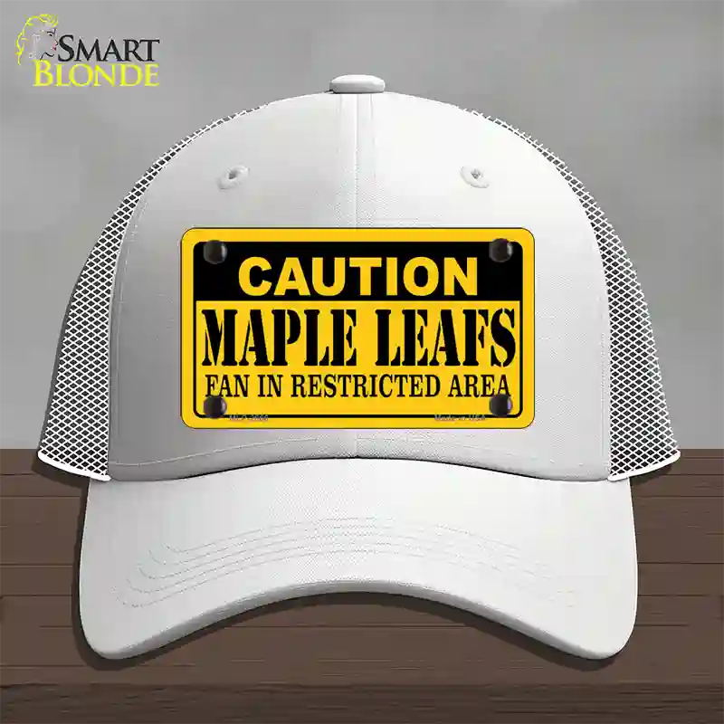 Caution Maple Leafs Novelty License Plate Hat Mesh / White