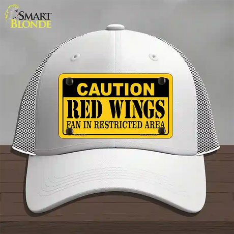 Caution Red Wings Novelty License Plate Hat Mesh / White