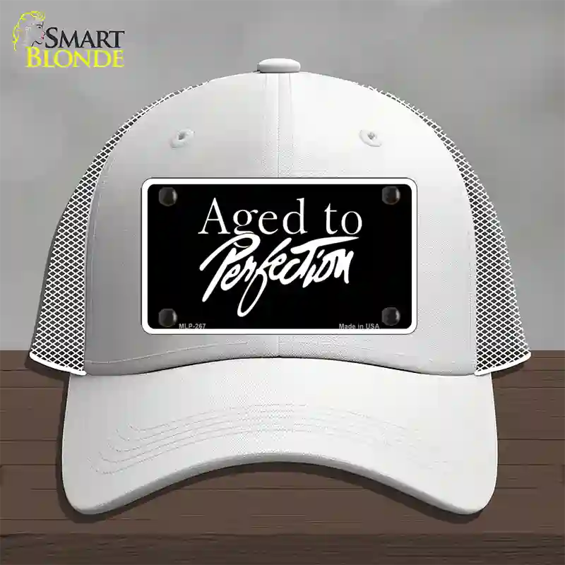 Aged To Perfection Novelty License Plate Hat Mesh / White