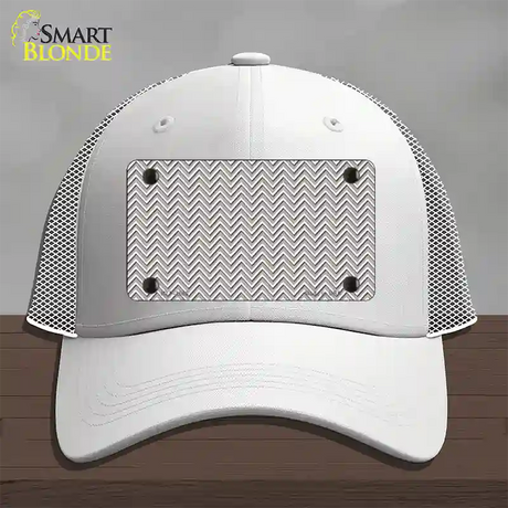 Grey White Chevron Novelty License Plate Hat Mesh / White