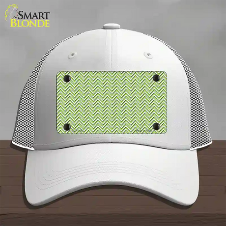 Lime Green White Chevron Novelty License Plate Hat Mesh / White