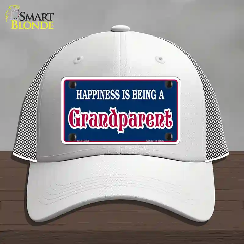 Happiness Being Grandparent Novelty License Plate Hat Mesh / White