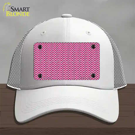 Pink White Chevron Novelty License Plate Hat Mesh / White