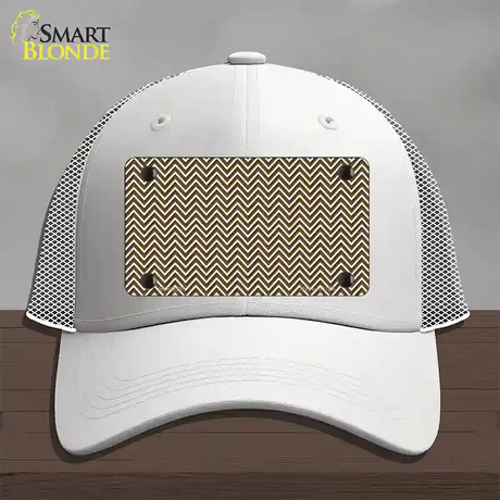 Brown White Chevron Novelty License Plate Hat Mesh / White