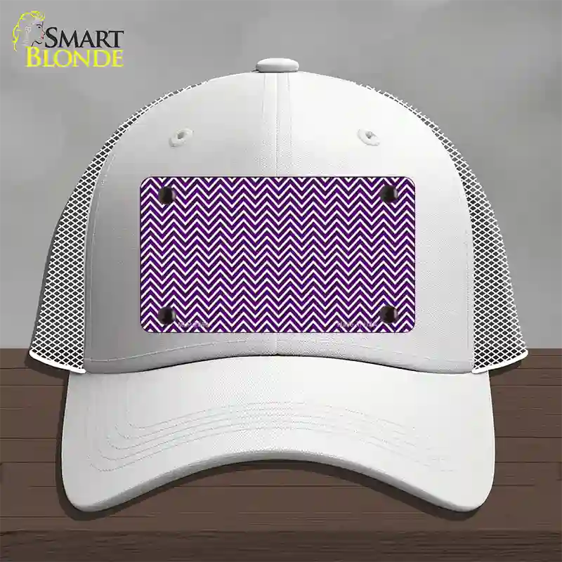 Purple White Chevron Novelty License Plate Hat Mesh / White