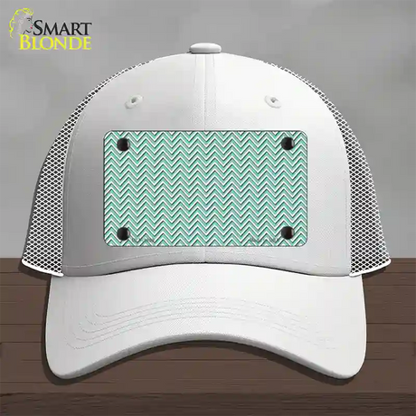 Mint White Chevron Novelty License Plate Hat Mesh / White