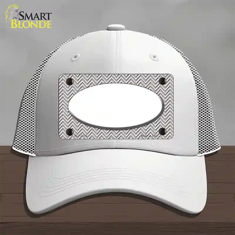 Grey White Chevon White Oval Novelty License Plate Hat Mesh / White