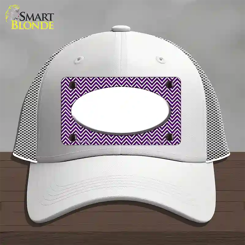 Purple White Chevon White Center Oval Novelty License Plate Hat Mesh / White