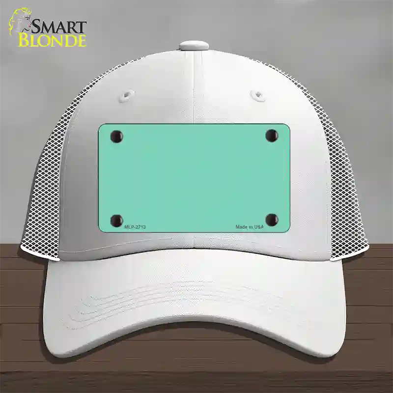 Mint Solid Novelty License Plate Hat Mesh / White