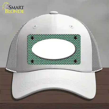 Green White Chevon White Center Oval Novelty License Plate Hat Mesh / White