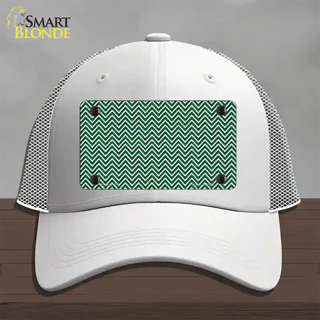 Green White Chevron Novelty License Plate Hat Mesh / White