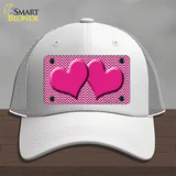 Pink White Chevron Pink Center Hearts Novelty License Plate Hat Mesh / White