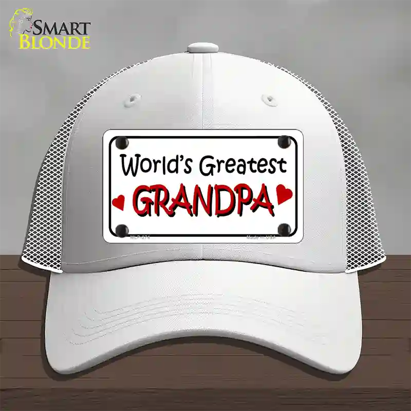 Worlds Greatest Grandpa Novelty License Plate Hat Mesh / White