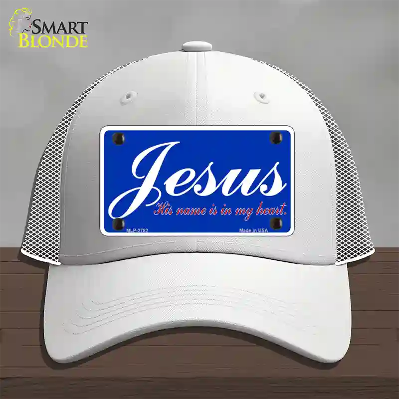 Jesus Blue Novelty License Plate Hat Mesh / White