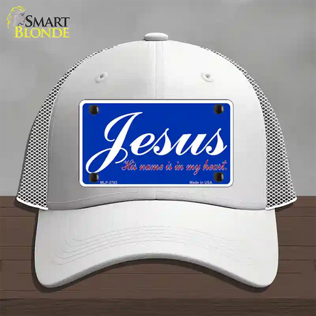 Jesus Blue Novelty License Plate Hat Mesh / White