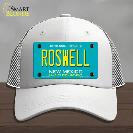 Roswell New Mexico Teal Novelty License Plate Hat Mesh / White