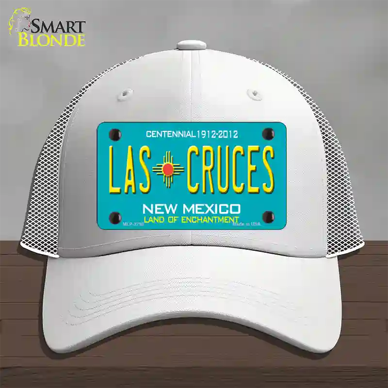 Las Cruces New Mexico Teal Novelty License Plate Hat Mesh / White